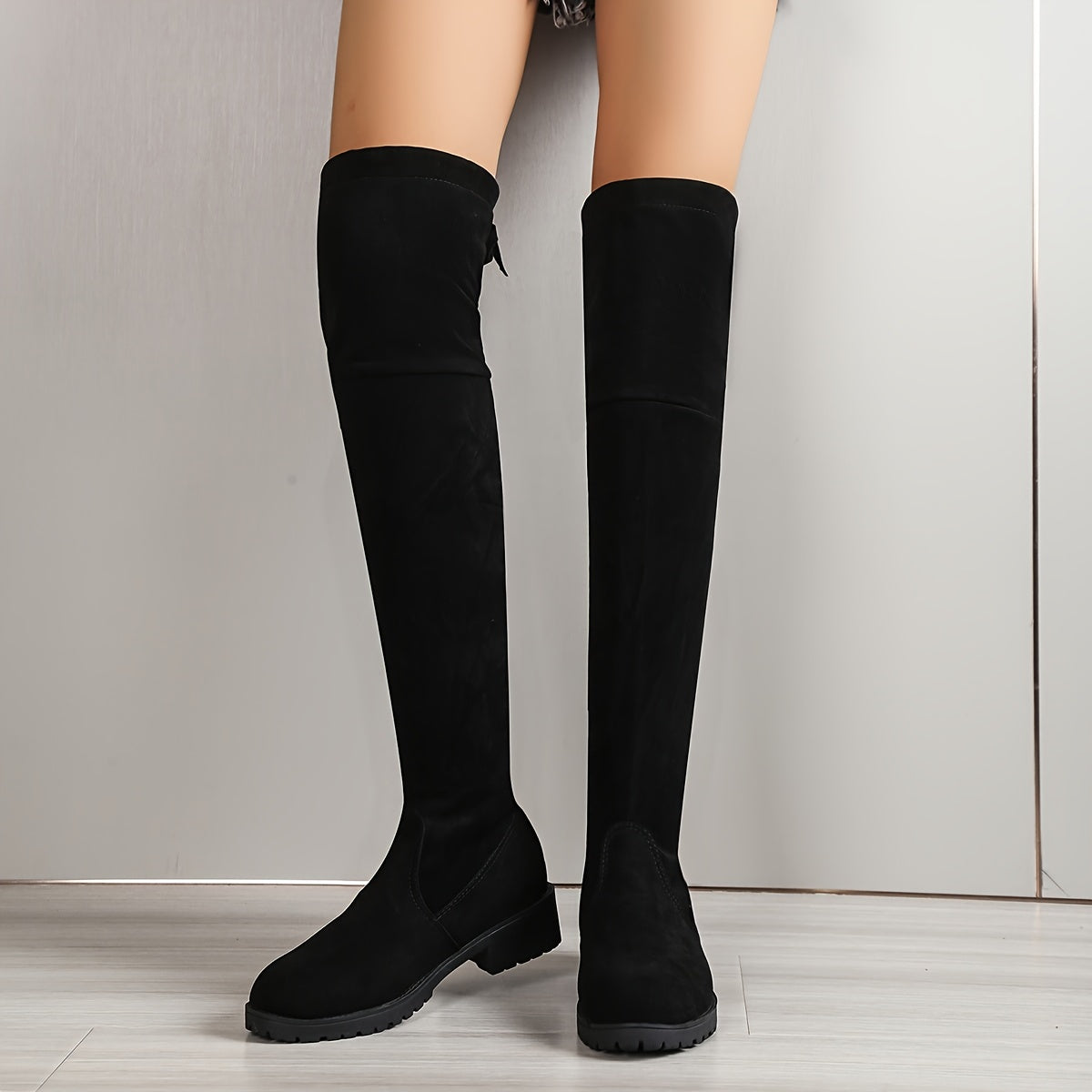 Women's Lace-Up Over-The-Knee Boots Round Toe Pull-On Long Boots