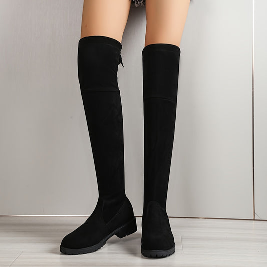 Women's Lace-Up Over-The-Knee Boots Round Toe Pull-On Long Boots