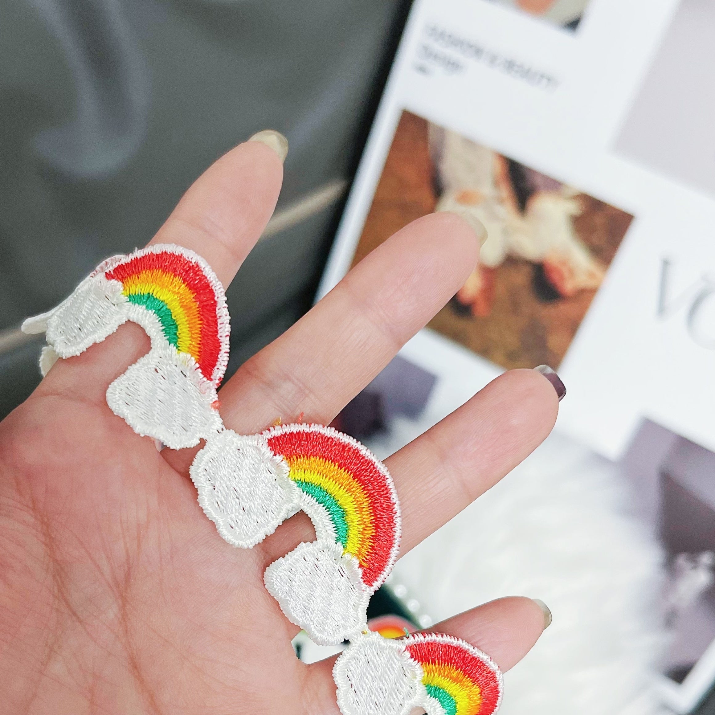 Water Soluble Lace Rainbow Cloud Patch DIY Clothing Accessories