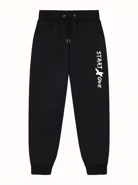 Men's Letter Print Joggers - Casual Stretch Waist Sweatpants