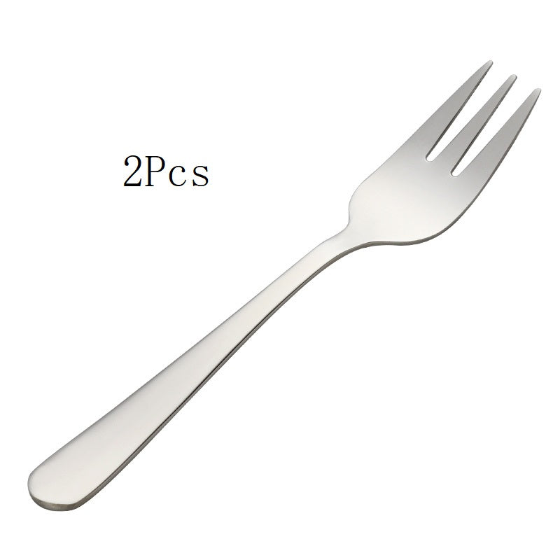 2pcs Golden Tea Fork Set Stainless Steel Small Fruit Fork Salad Fork