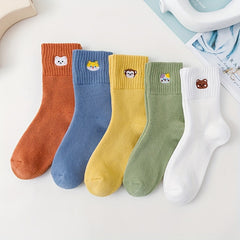 5 Pairs Cartoon Animal Socks Women's Stockings & Hosiery