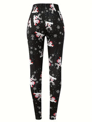 Women's Plus Christmas Print High Rise Skinny Pants
