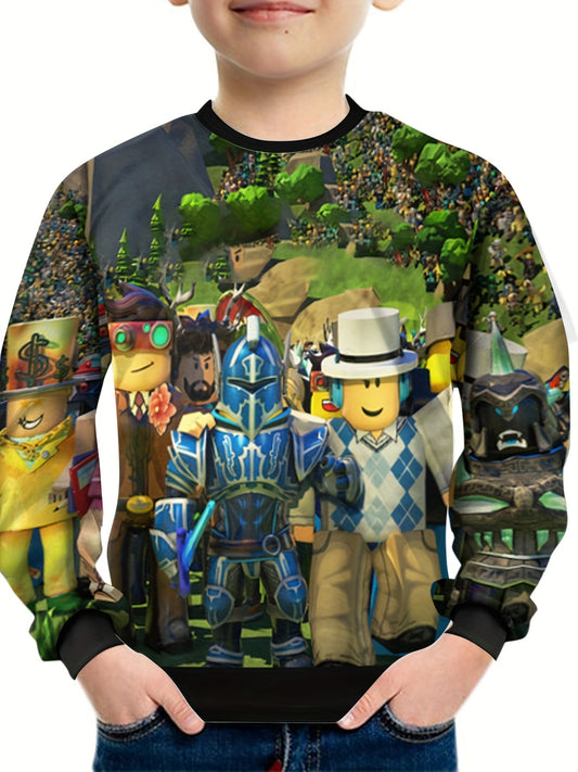 Teens 3D Cartoon Game Print Sweatshirt Kids Casual Street Wear