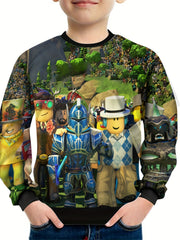 Teens 3D Cartoon Game Print Sweatshirt Kids Casual Street Wear