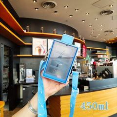 Square Plastic Water Bottle with Shoulder Strap