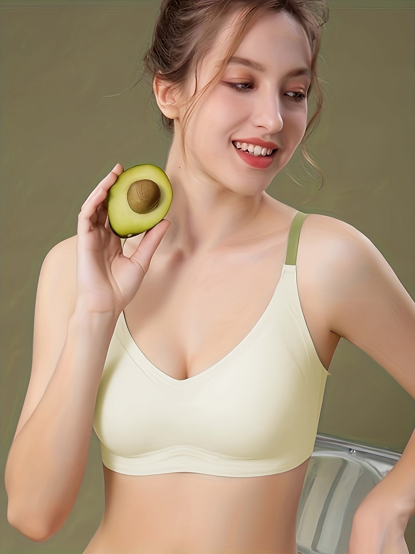 Colorblock Wireless Push Up Bra
