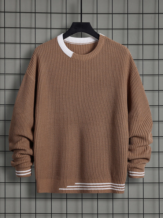 Men's Knitted Sweater Warm High Stretch Pullover for Fall Winter