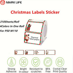 310pcs Christmas Thermal Labels 40x20mm for P50 M110 Printer