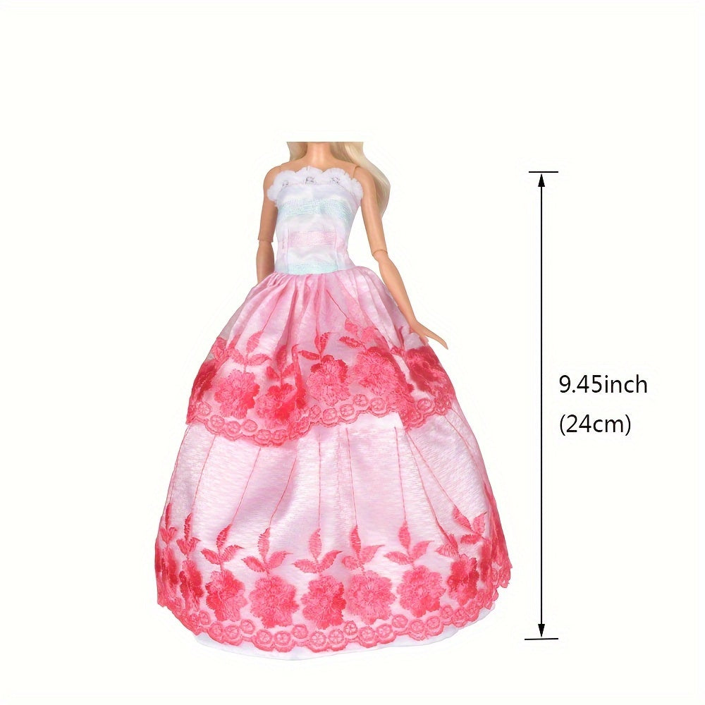 5pcs Doll Clothes & Party Dress Outfits 11.5in 28 Bodysuits Lace Floral Solid