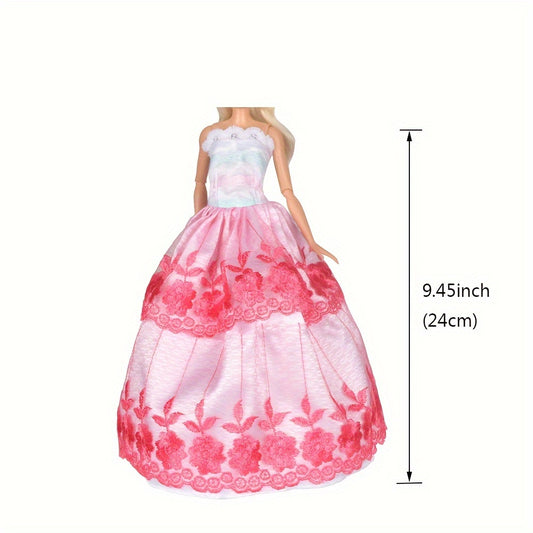 5pcs Doll Clothes & Party Dress Outfits 11.5in 28 Bodysuits Lace Floral Solid