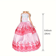 5pcs Doll Clothes & Party Dress Outfits 11.5in 28 Bodysuits Lace Floral Solid