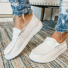 Women's Flat Lace up Loafers Breathable Canvas Casual Walking Shoes
