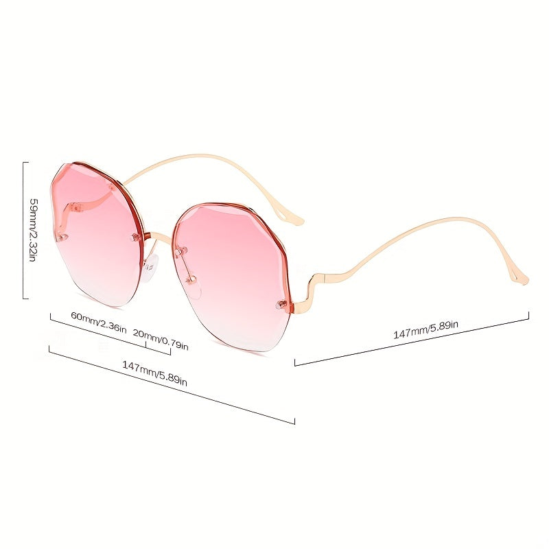 Ombre Rimless Sunglasses Round Gradient UV400 Sun Shades