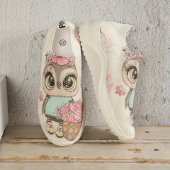 Owl Print Soft Comfort Running Shoes Shock Absorption Non Slip Sneakers