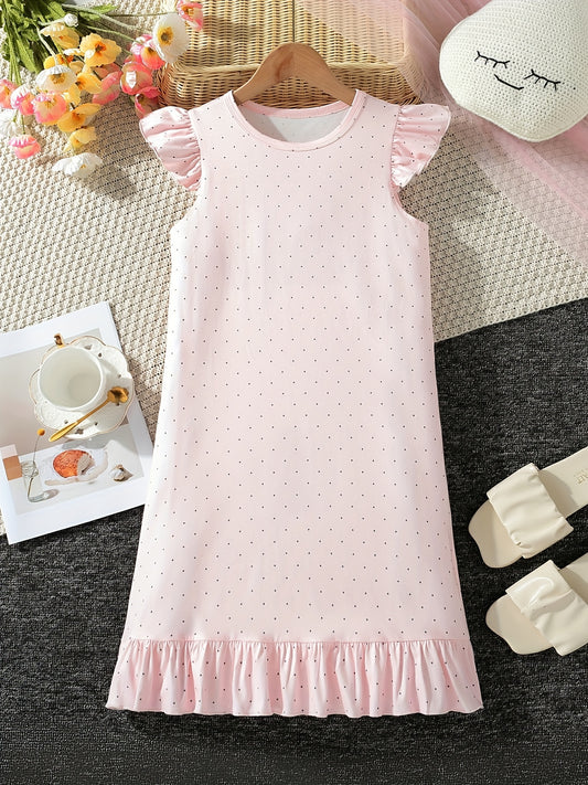 Girls Polka Dot Nightdress Sleeveless PJ Dress