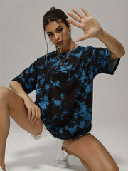 Tie Dye Workout T-shirt Short Sleeve Crew Neck Top