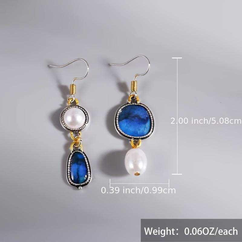 Vintage Metallic Silver Asymmetric Dangle Earrings