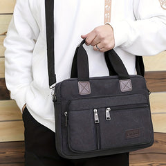 Men's Canvas Briefcase Messenger Bag with Pockets