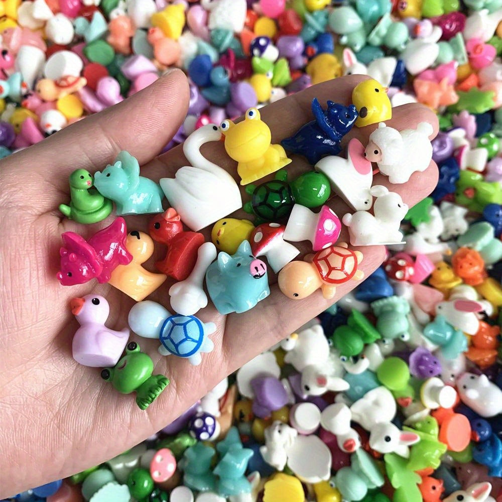 Mini Resin Figurines Animal Mushroom Decor Fairy Garden Dollhouse