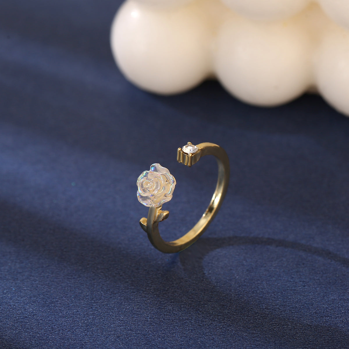 Camellia Flower Open Ring Adjustable Finger Jewelry