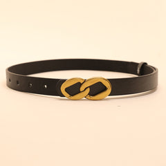 Double Round Buckle PU Belt Casual Vintage Belt for Women Men