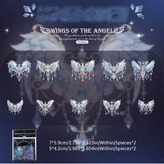 20pcs Angel Wings Theme Stickers Shimmery Glitter Self-adhesive PET Plastic