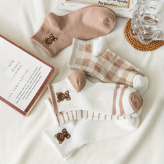 5 Pairs Teddy Bear Socks & Short Women's Stockings