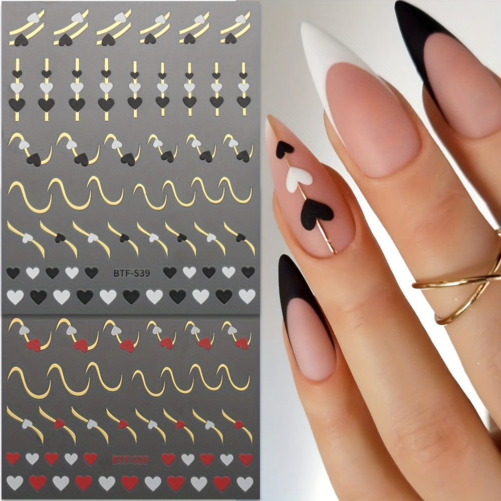 3 Sheets French Line Nail Stickers Self Adhesive Nail Decal