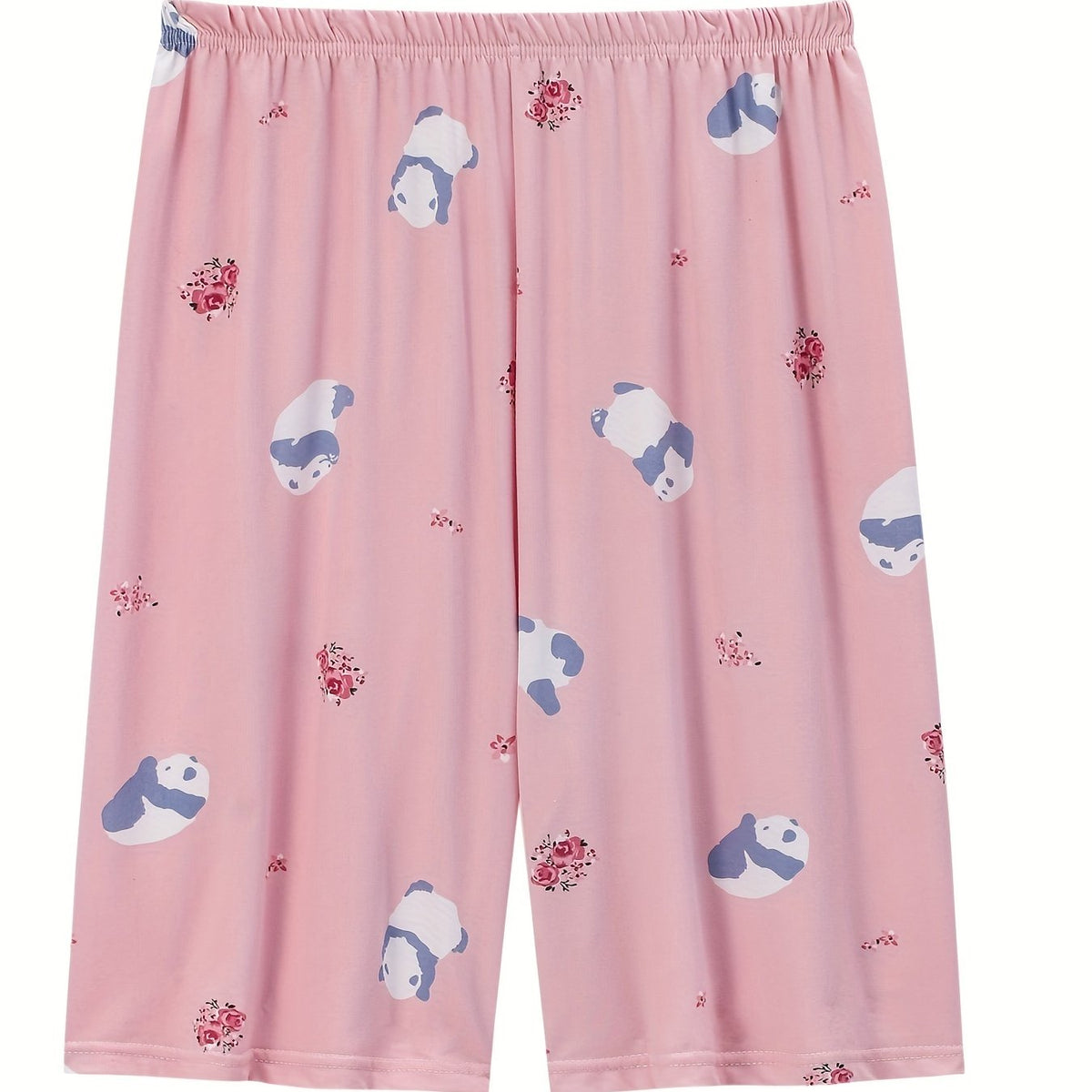  Panda & Floral Print Pajama Shorts