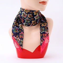 Thin Chiffon Scarf Women's Neckerchief Small Flowers Print Neck Scarves Hair Tie