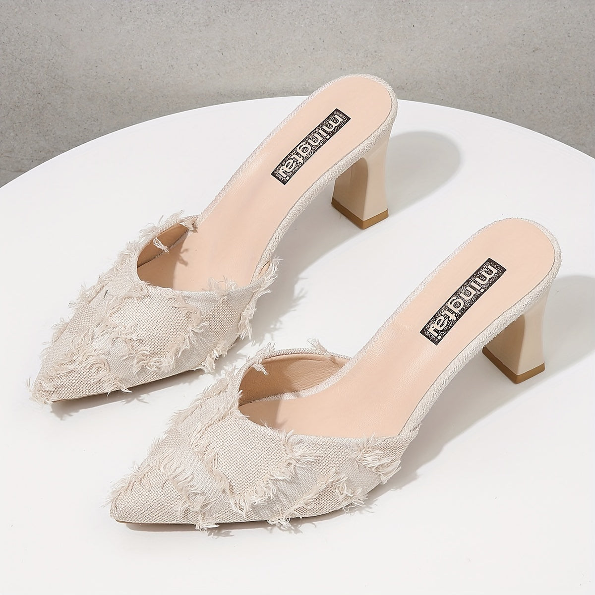 Women's Tassel Block Heels Pointed Toe Dress Pumps