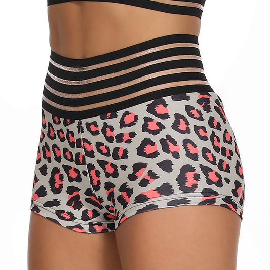 Leopard Print High Waisted Yoga Shorts