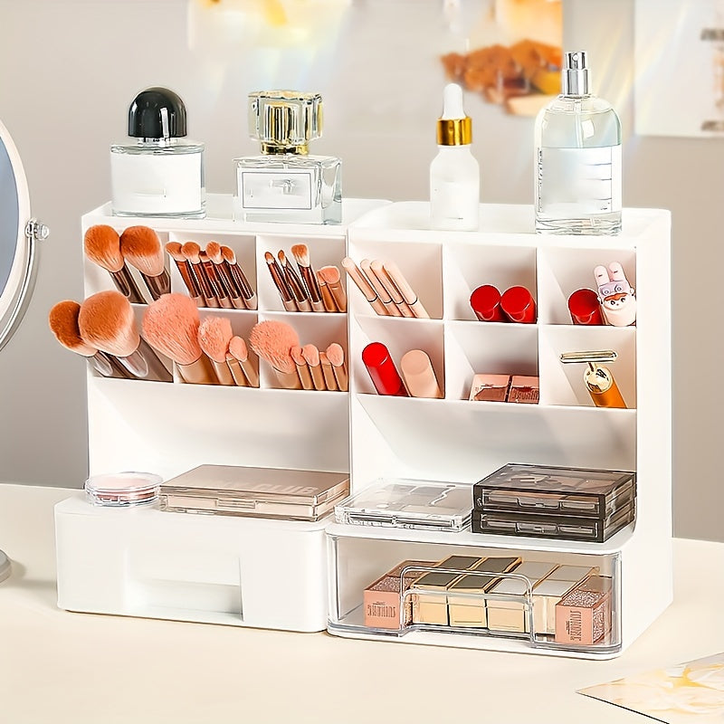 Makeup Organizer with Brush Holder and Drawer