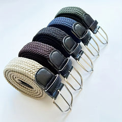Casual Elastic Braided Belt with Alloy Buckle