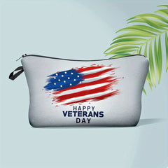 American Flag & Star Makeup Pouch Zipper Cosmetic Bag