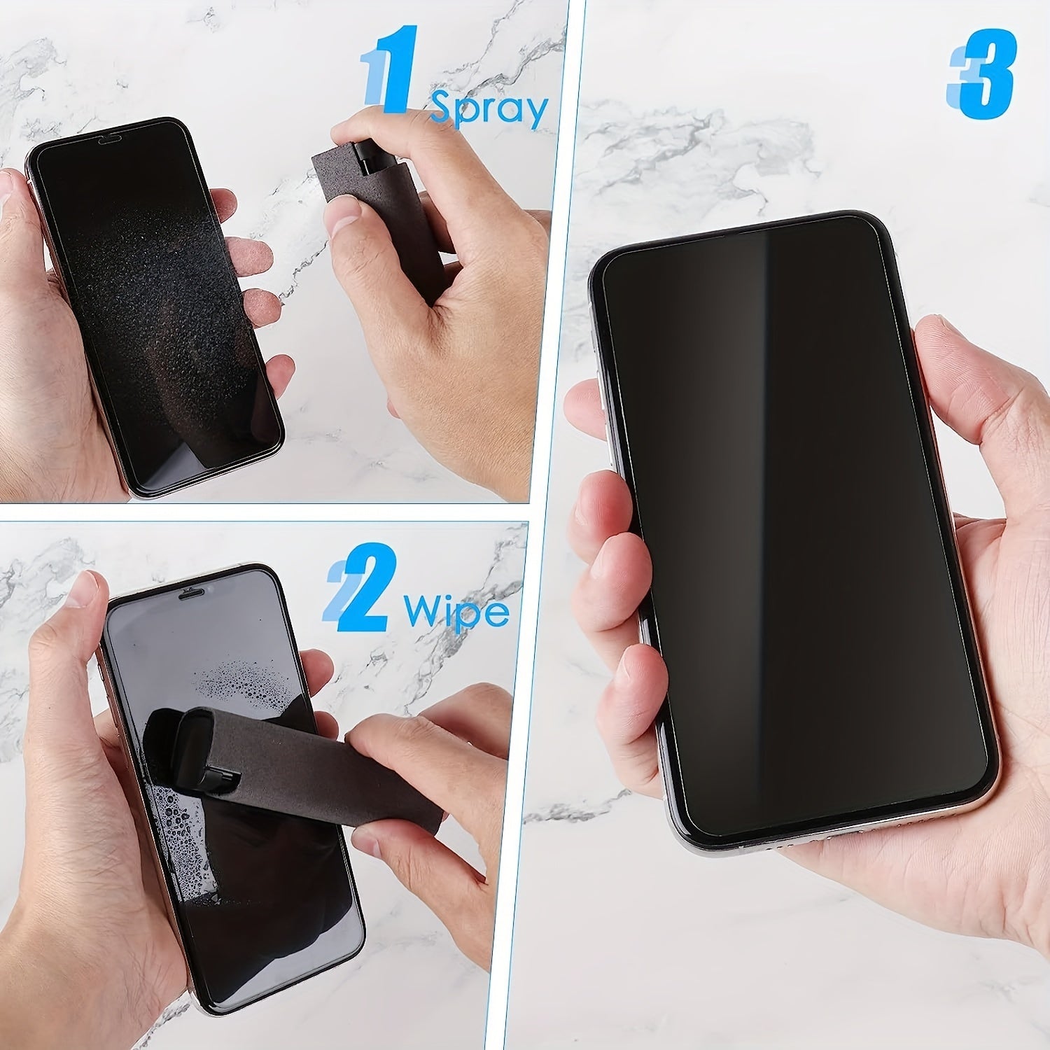 2in1 Microfiber Screen Cleaner Spray & Cloth Set for Phone Tablet Computer