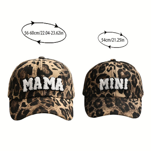 Leopard Mama Mini Embroidery Baseball Cap Sun Protection Hat