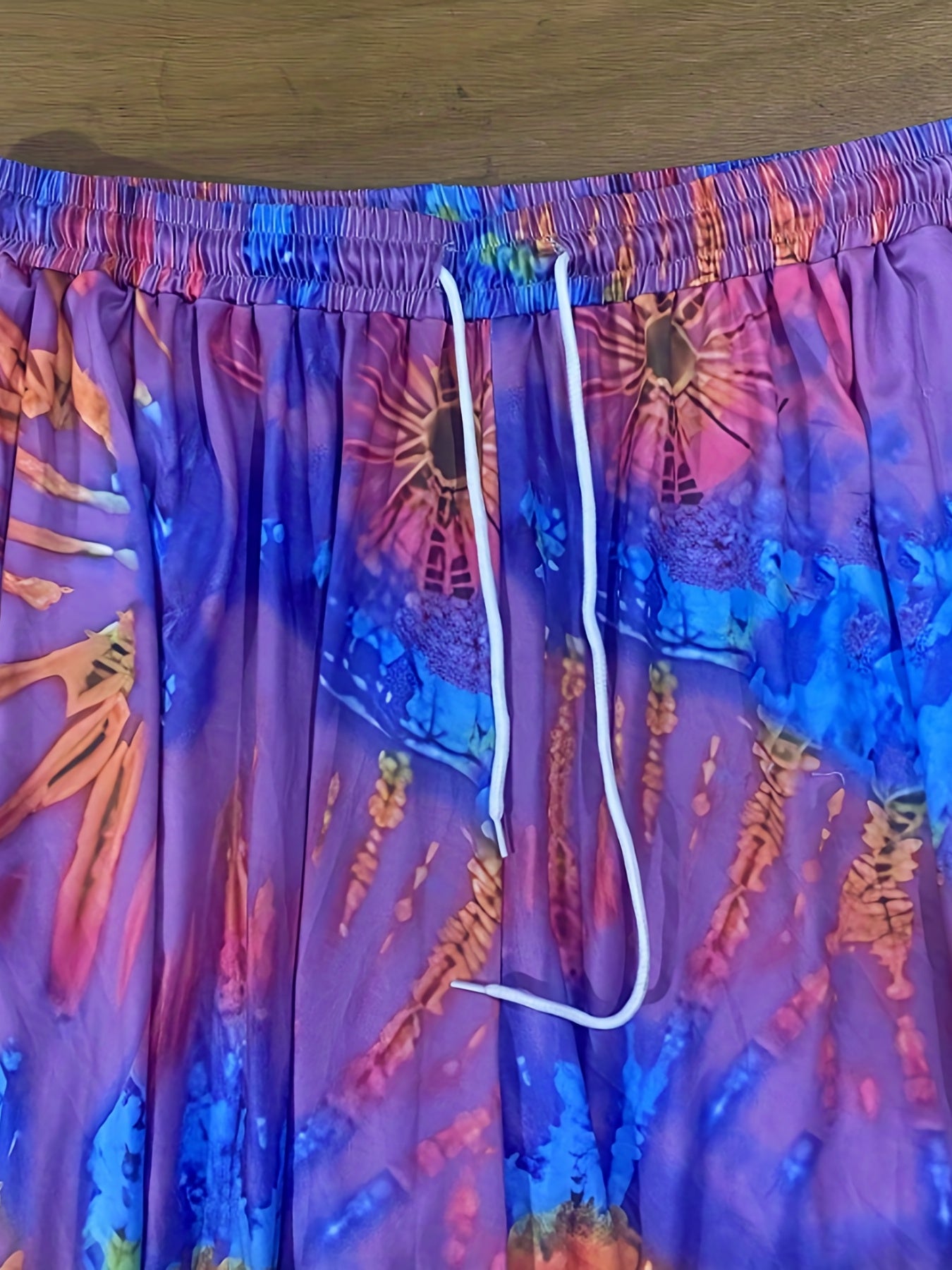  Tie Dye Drawstring Lantern Pants With Pockets