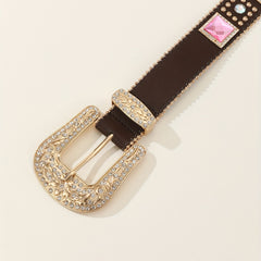 Men's Rhinestone PU Leather Belt for Holiday Party