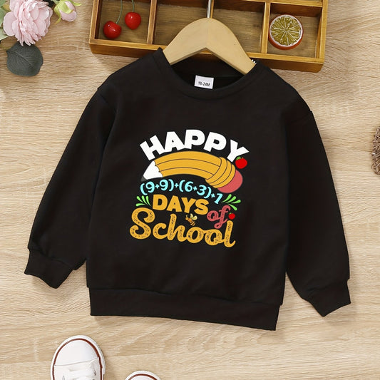 Boys Letter Print Crew Neck Sweatshirt Long Sleeve Top