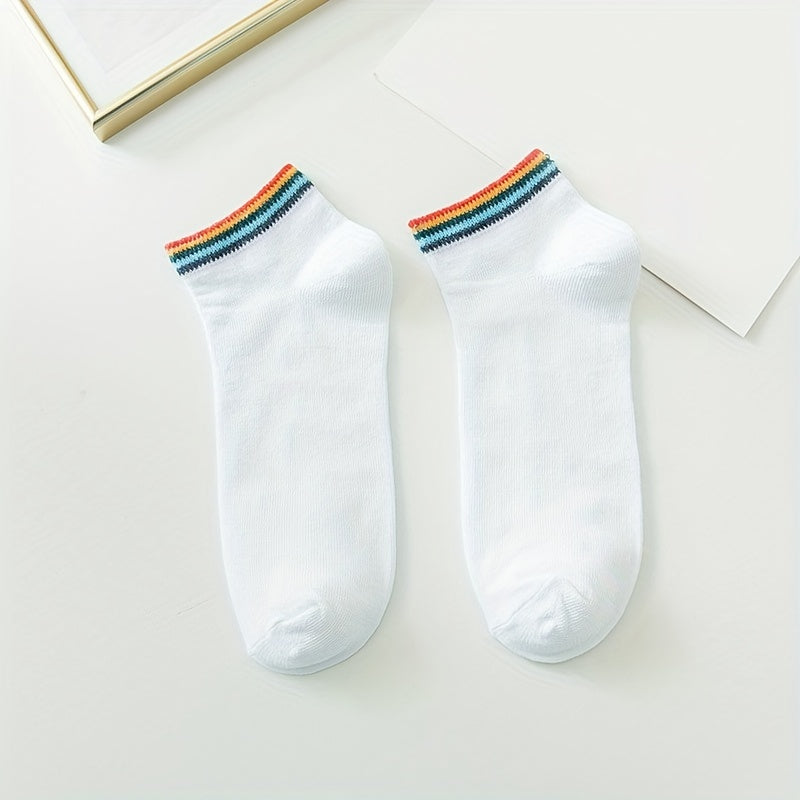 Rainbow Striped Socks Low Cut Sports Socks Women's Stockings