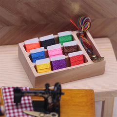 Mini Dollhouse Sewing Box Model Ornament Home Scene Prop Collectible Gift