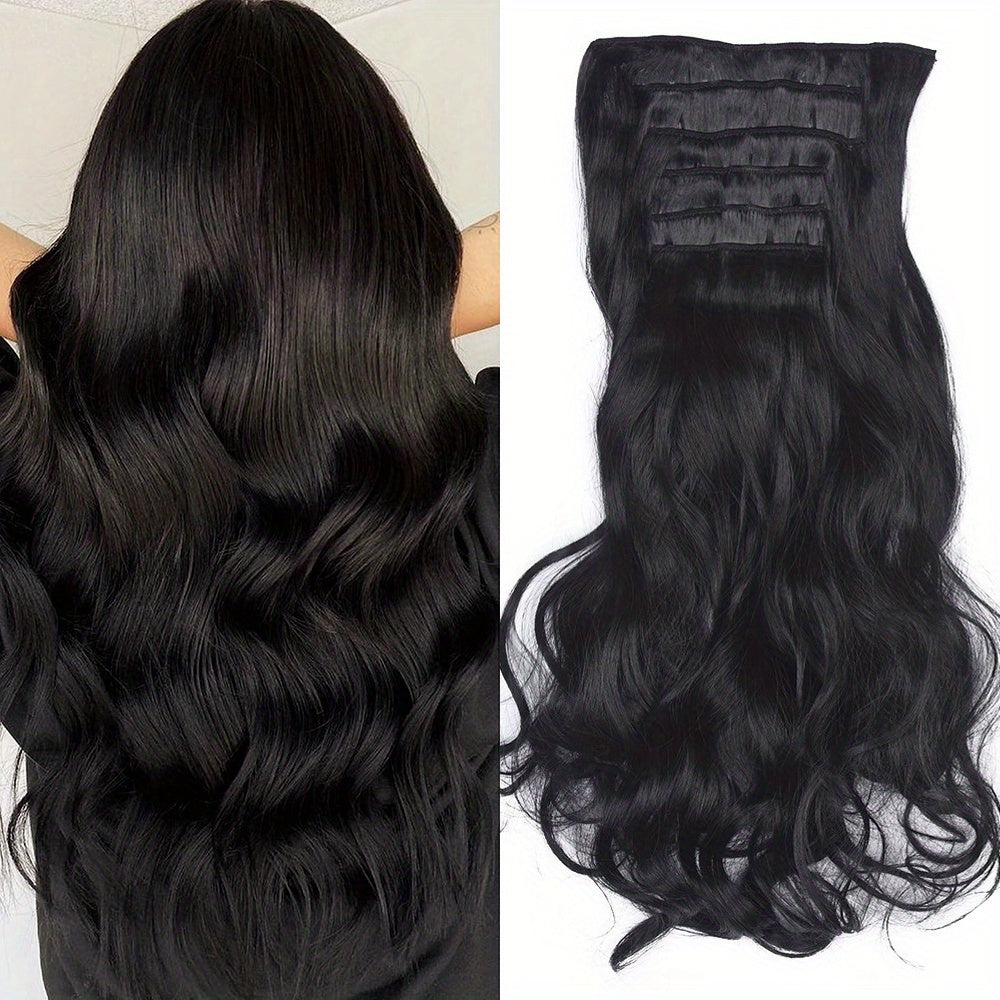 6pcs Body Wave Hair Extensions 55-88cm Double Weft Synthetic Heat Resistance