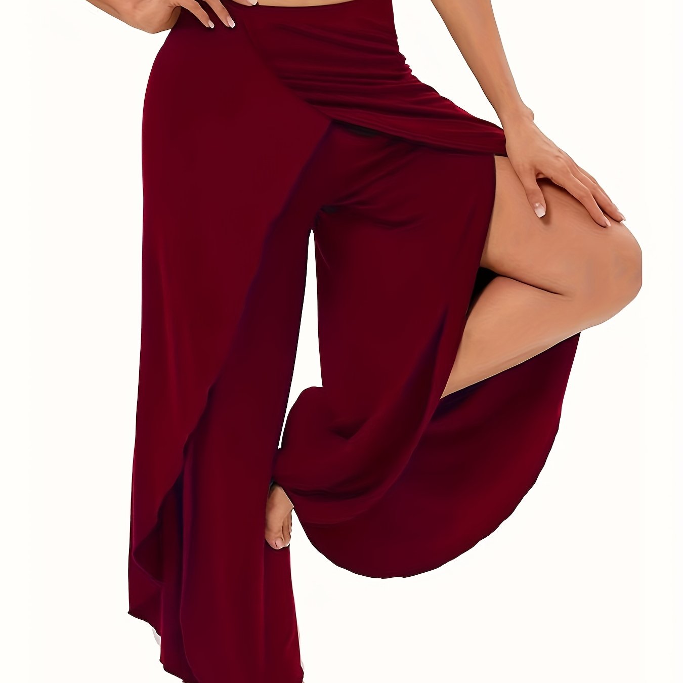 Solid Split Pants Sexy High Waist Long Length Pants Women's Clothing