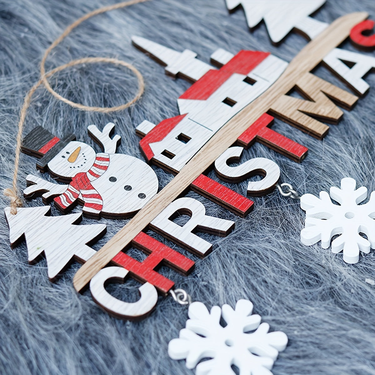 Festive Santa Village Wooden Hanging Decoration