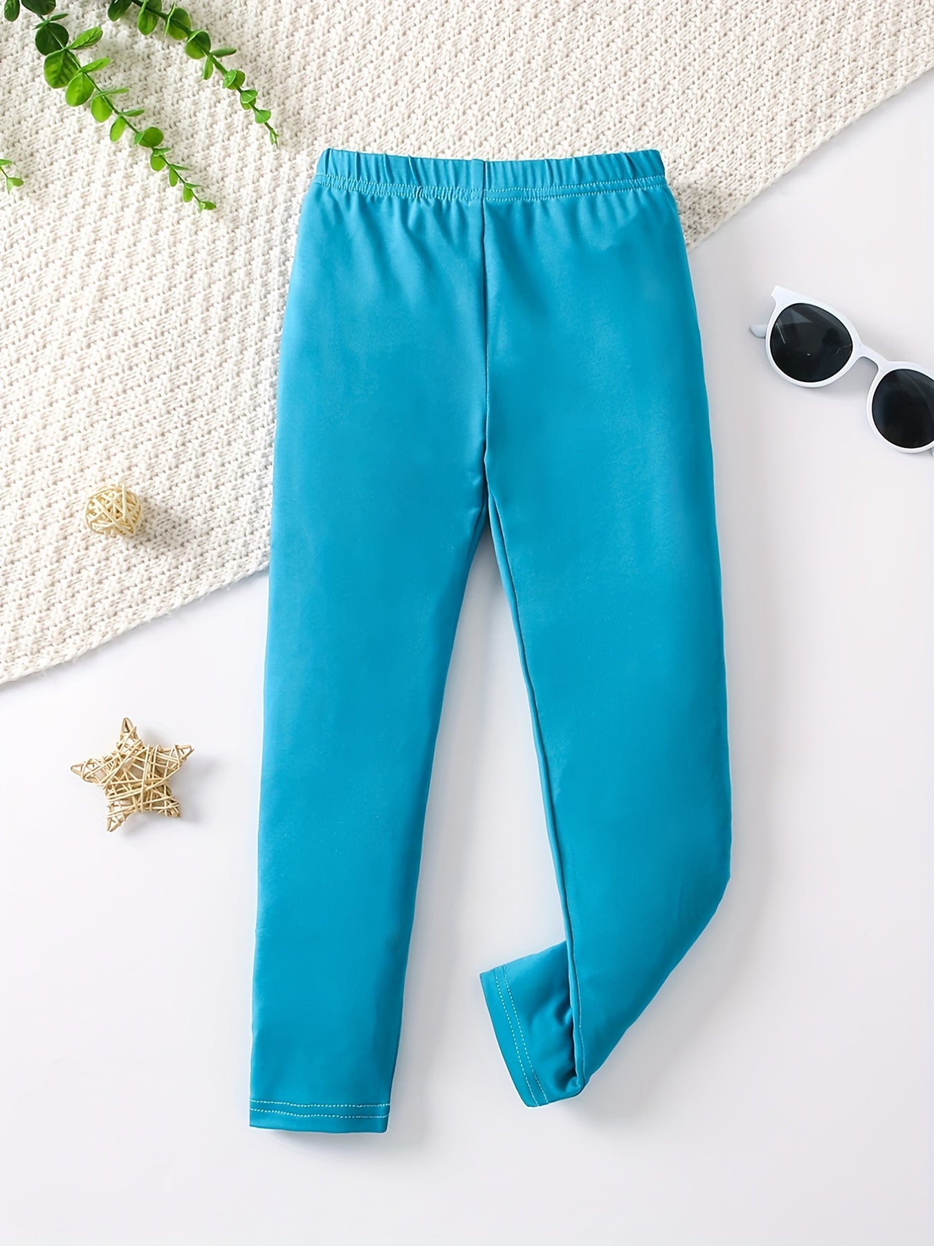 3pcs Girls' Stretch Legging Pants Plain Colors Stripe Print