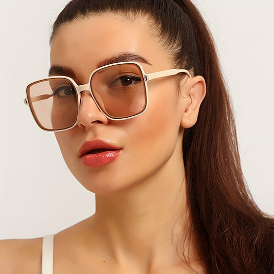Square Frame Sunglasses Gradient Lens Rivet Decor UV400