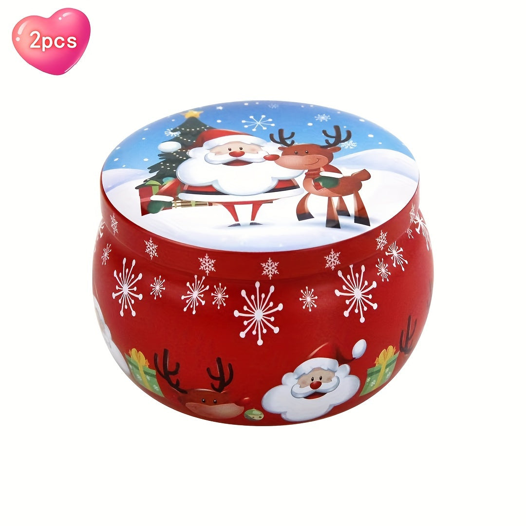 2pcs Iron Box Fragrance Candle Jar Round Tin Flower Tea Candy Box