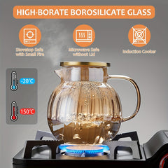 Glass Tea Kettle 44oz 1300ml Borosilicate Glass Teapot With Infuser And Lid